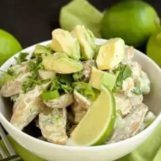 Roasted Potato Salad with Avocado Lime Dressing