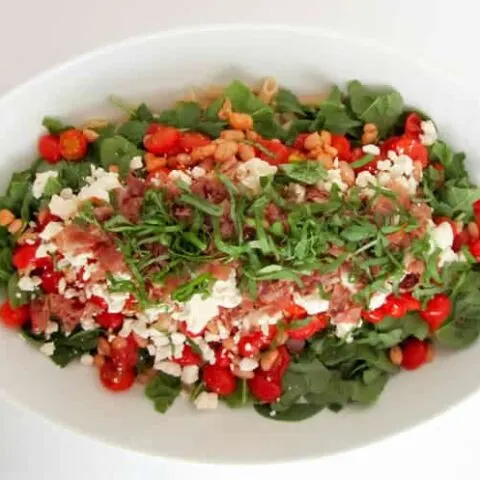 Mediterranean Pasta with Rosemary Scented Prosciutto
