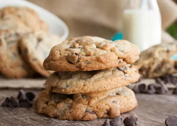 Chewy Chocolate Chip Cookies. A hearty, slightly chewy, soft, yet crispy around the edges, thick, sink your teeth into it delicious chocolate chip cookie!