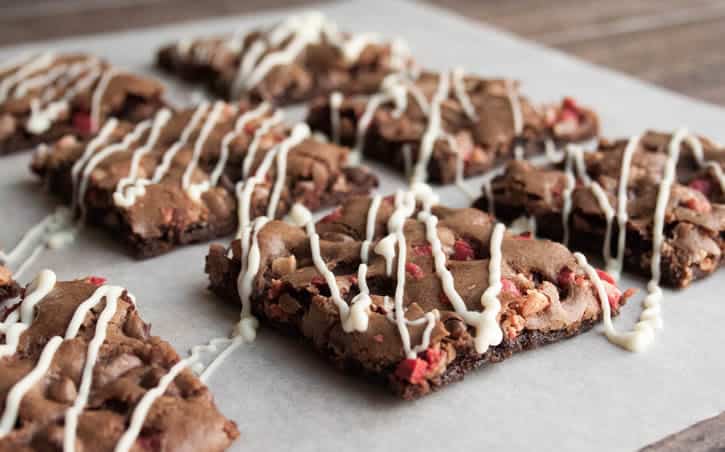Peppermint Brownie Bark. Instead of candy, make this deliciously thin, crispy but chewy, peppermint brownie treat! With free printable gift tags!