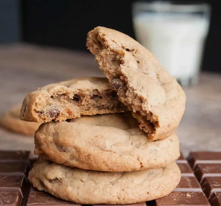 Malted Milk Chocolate Chip Cookies. A soft, dense, delicious cookie flavored with just a hint of cocoa and then mellowed with malt.
