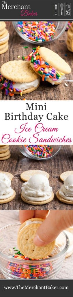 Mini Birthday Cake Ice Cream Cookie Sanwiches