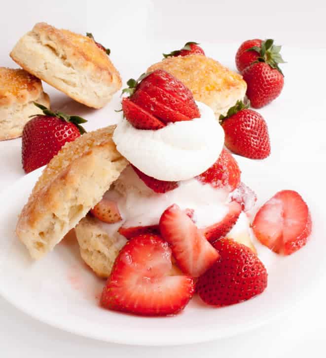 Strawberry Shortcake. A delicious biscuit based shortcake that's lightly sweetened and sturdy enough to stand up to juicy fruits and ice cream toppings.