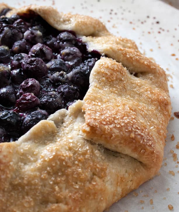 A closeup of the Blueberry Galette fresh out of the oven from themerchantbaker.com