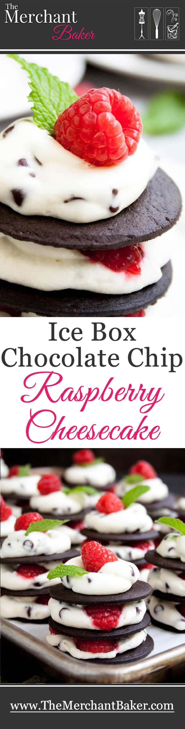 Ice Box Chocolate Chip Raspberry Cheesecake