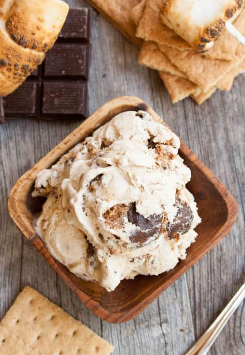 Ultimate S'mores Ice Cream. Over the top flavor with roasted marshmallows, creamy dark chocolate ganache and tender graham cracker crust!