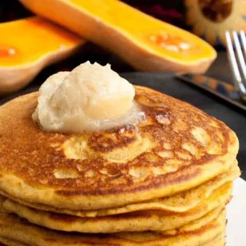 Whole Wheat Butternut Squash Pancakes with Whipped Maple Butter