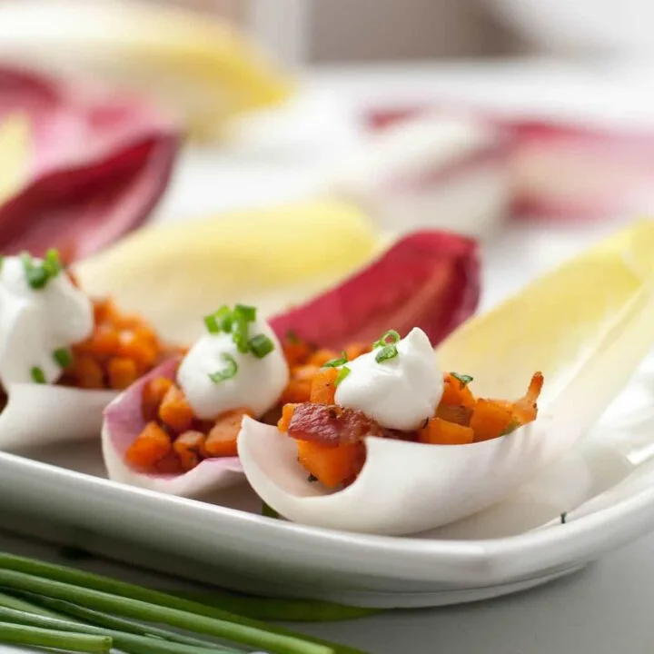 Endive Spears with Sweet Potato, Bacon and Chives