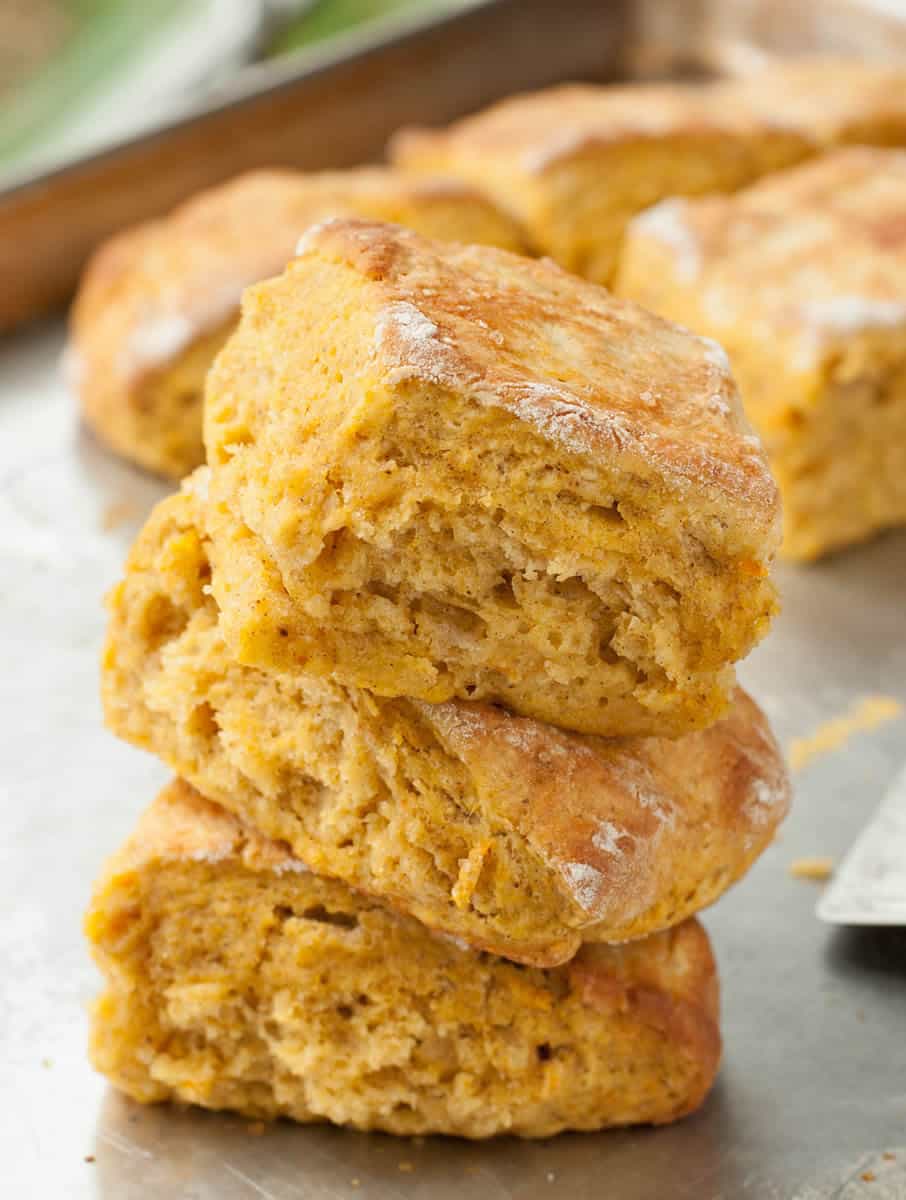 Pumpkin Buttermilk Biscuits. A seasonal twist on a breakfast favorite that's lightly sweetened with maple syrup and flavored with a bit of orange zest.