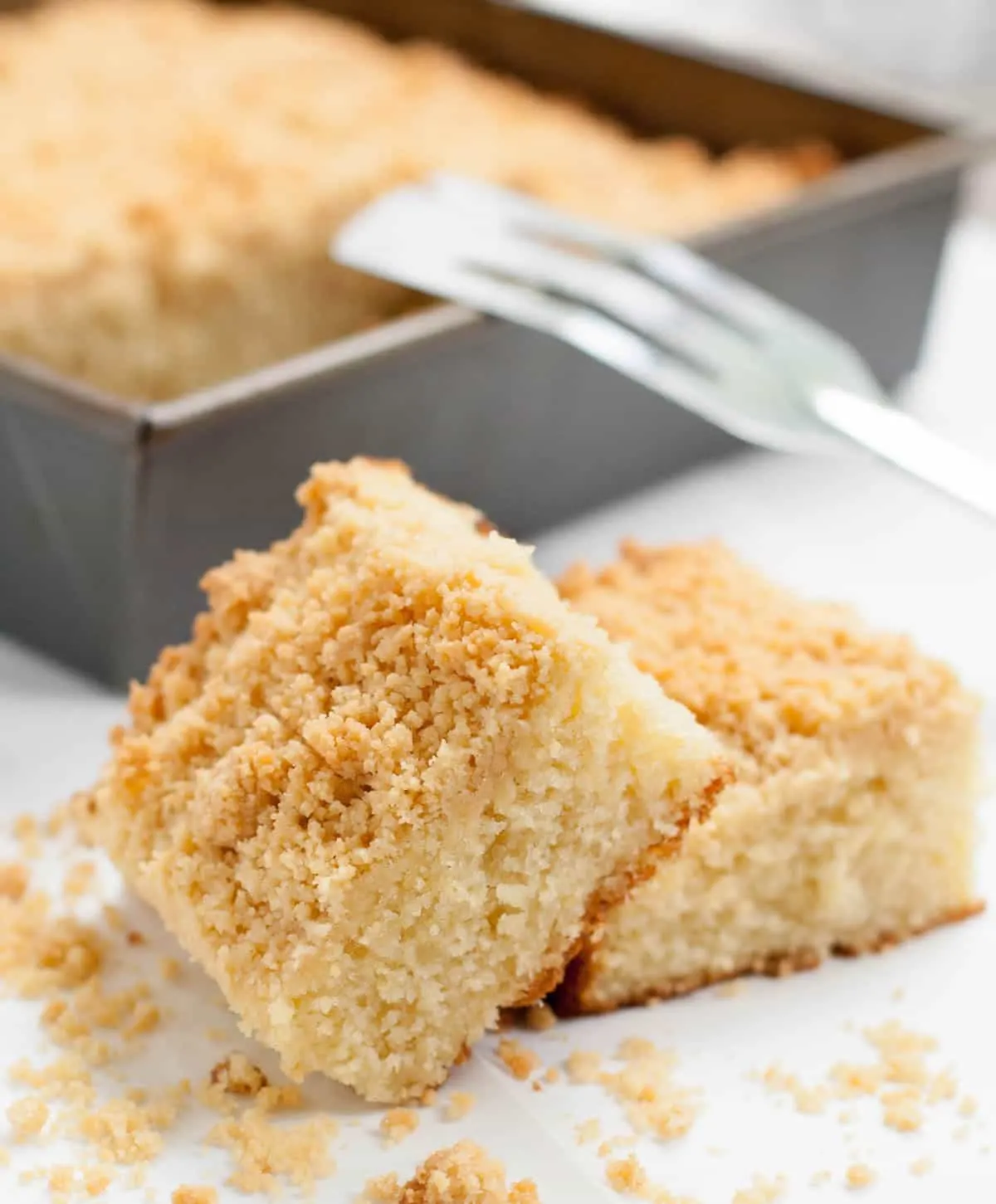 Lemon Ricotta Crumb Cake. The perfect marriage of fresh citrus and rich ricotta cheese, topped with a buttery shortbread cookie crumb topping!