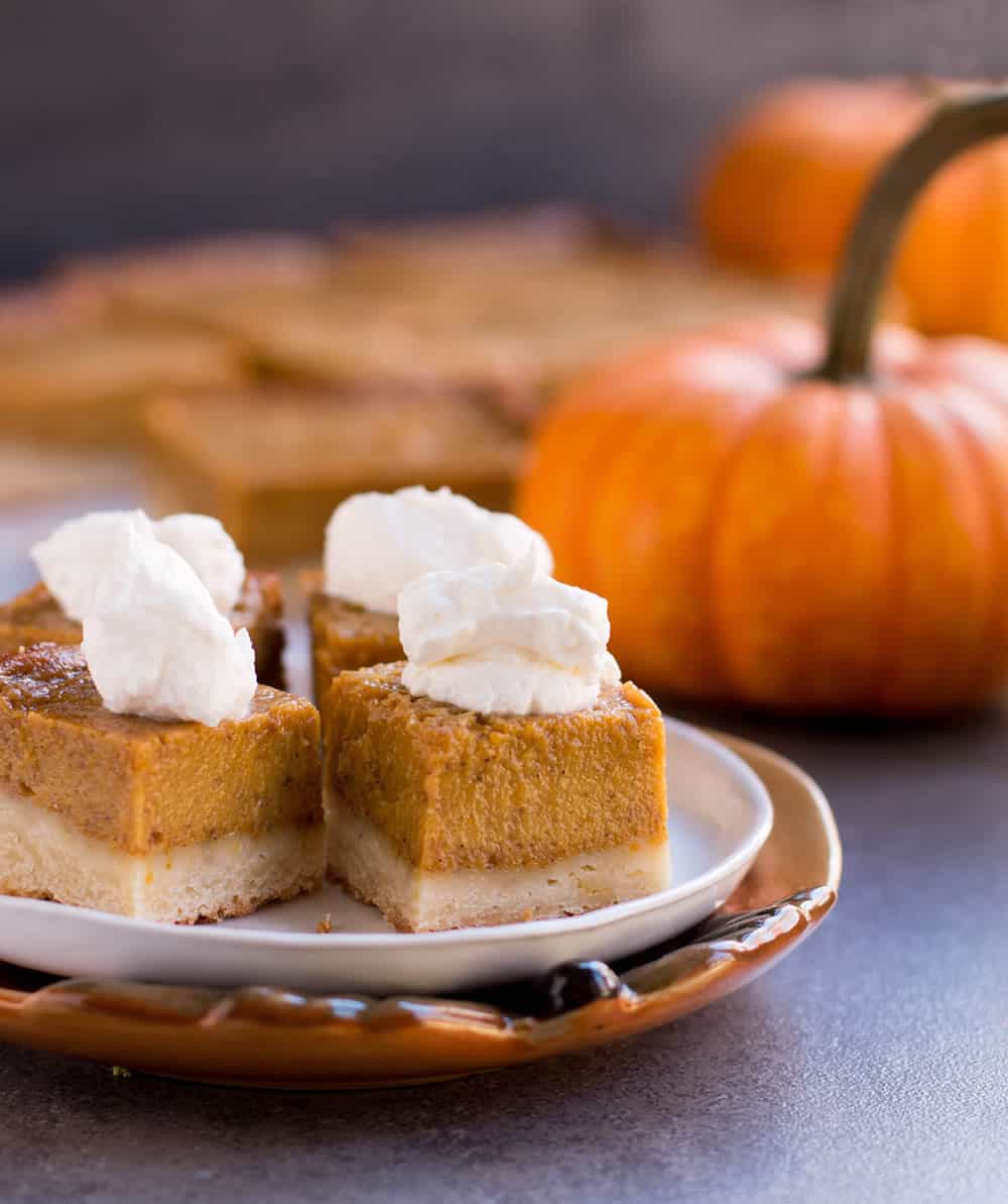 Pumpkin Pie Shortbread Bars. Instead of making a traditional pie crust, bake your pumpkin pie on top of a layer of tender shortbread.