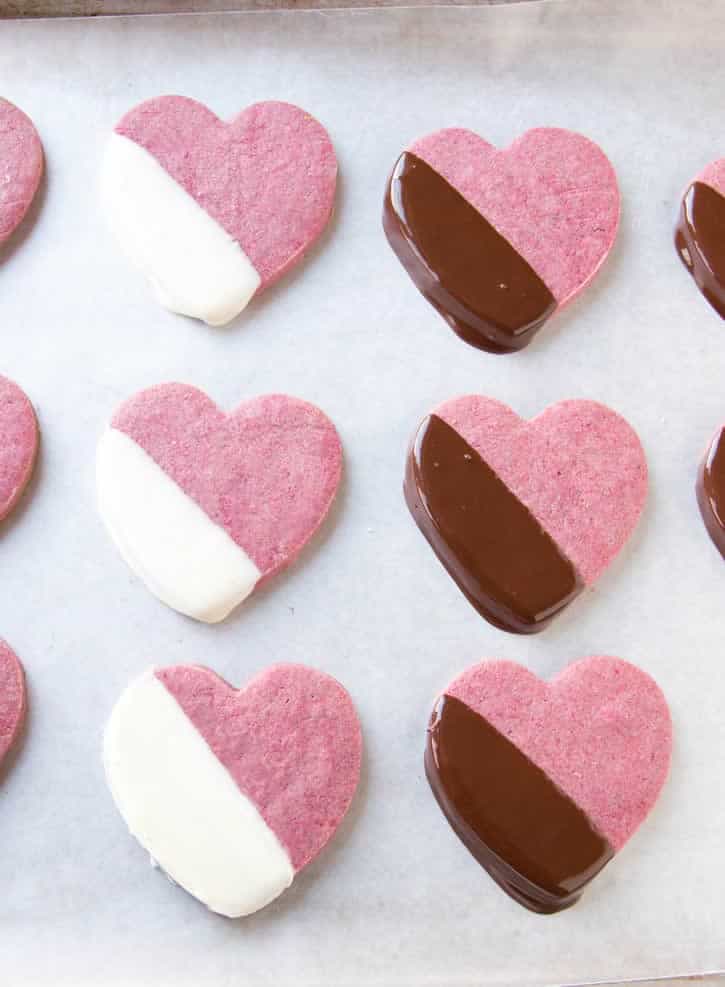 Raspberry Valentine Sugar Cookies. Real raspberries add lots of natural color and flavor in this delicious twist on traditional sugar cookies. 
