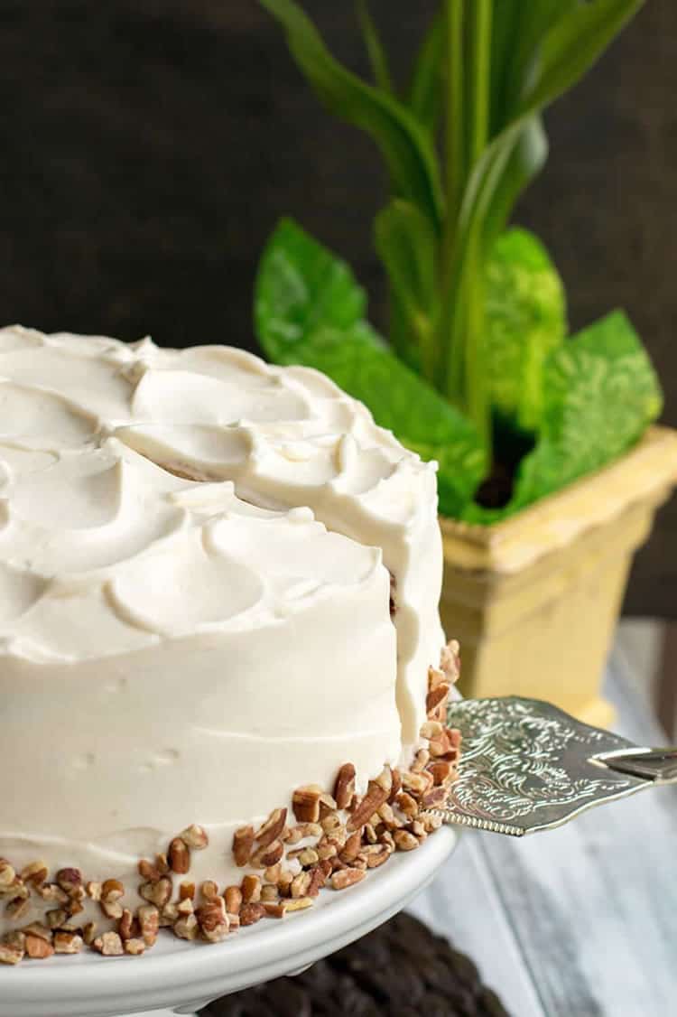 Italian Cream Cake. This slightly lightened up version with less eggs, less coconut, less nuts and my favorite frosting makes one insanely delicious cake!