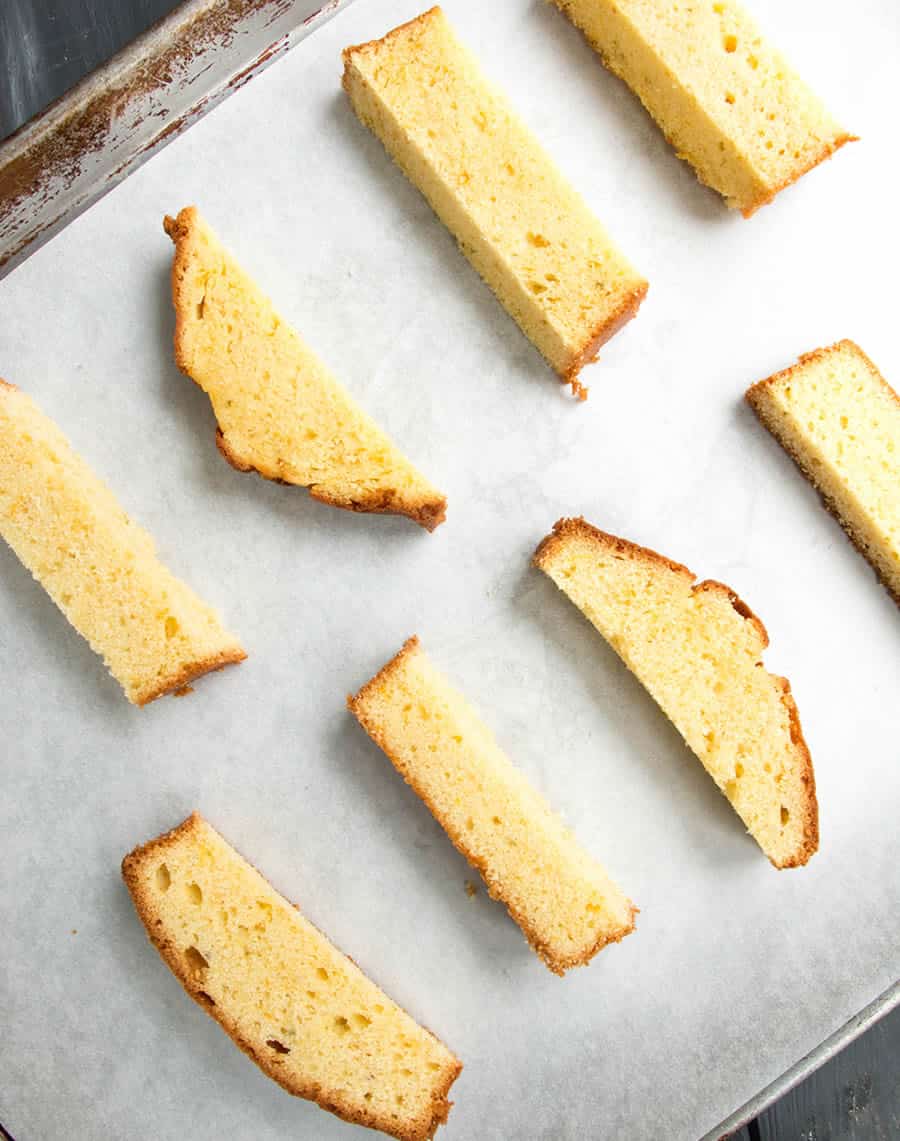 Raspberry White Chocolate Pound Cake Biscotti. Turn your cake into a cookie! Make crispy, crunchy biscotti from left over pound cake. Perfectly dunkable!
