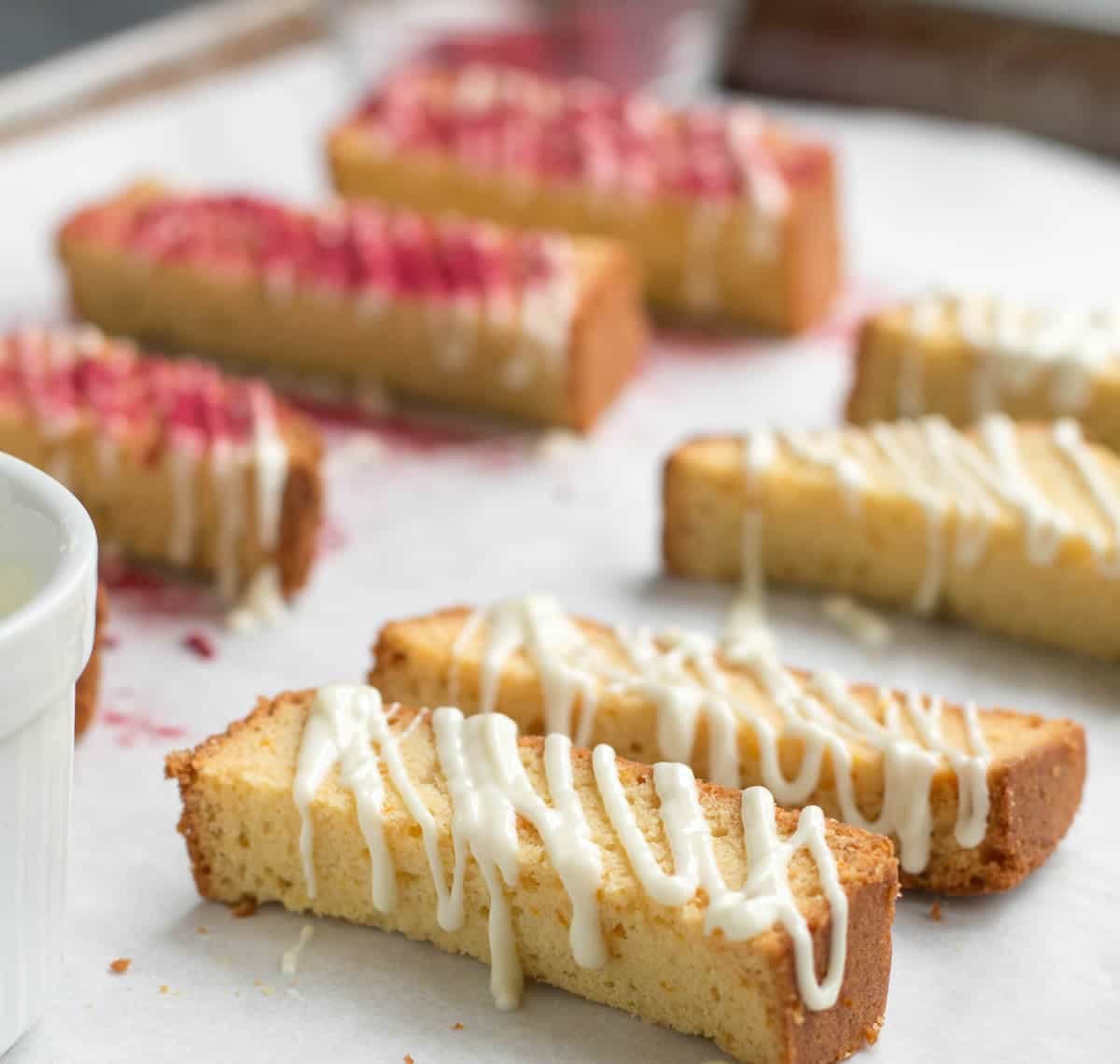 Raspberry White Chocolate Pound Cake Biscotti. Turn your cake into a cookie! Make crispy, crunchy biscotti from left over pound cake. Perfectly dunkable!