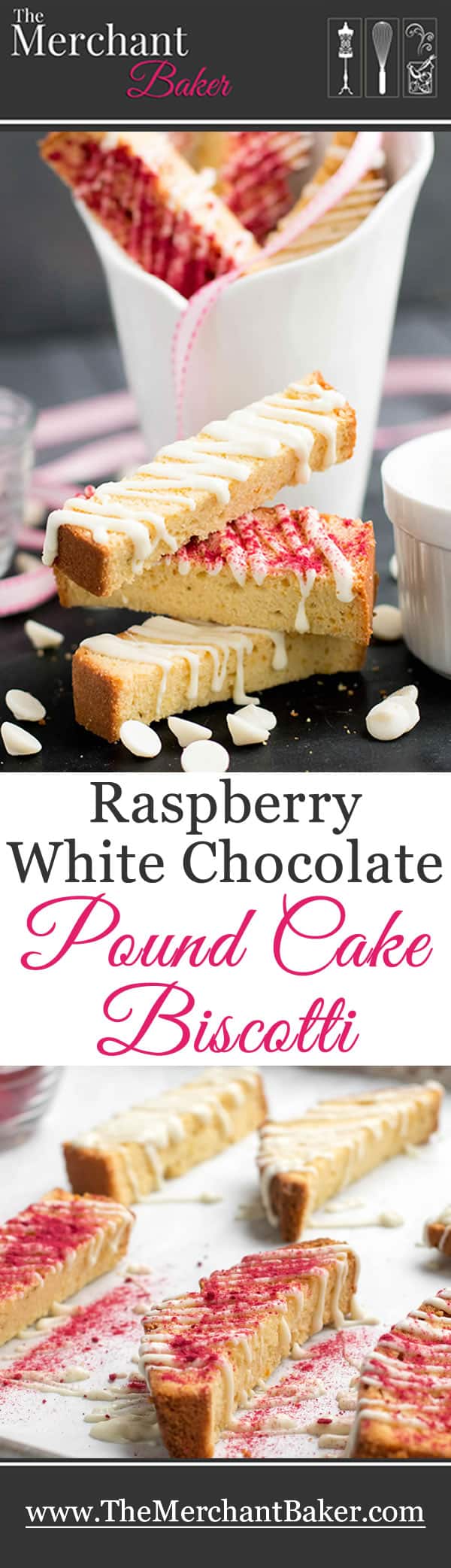 Raspberry White Chocolate Pound Cake Biscotti