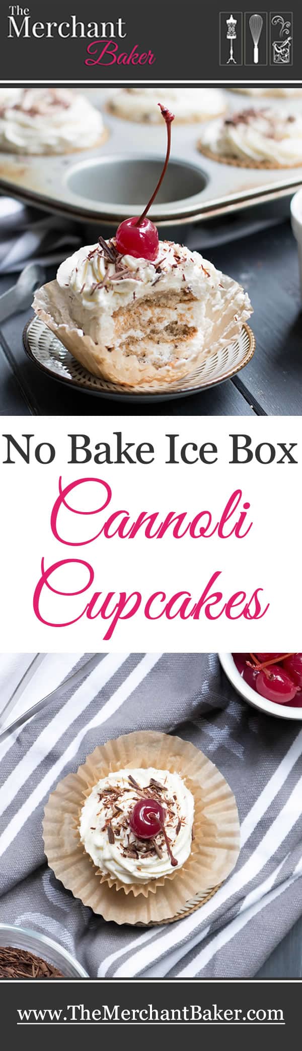 No Bake Ice Box Cannoli Cupcakes