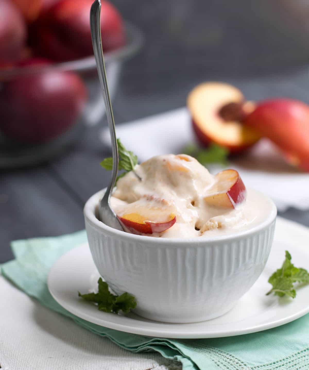 No Churn Nectarine Ice Cream. If you can whip cream, you can make ice cream! Fresh fruit and just three ingredients make this delicious frozen treat!
