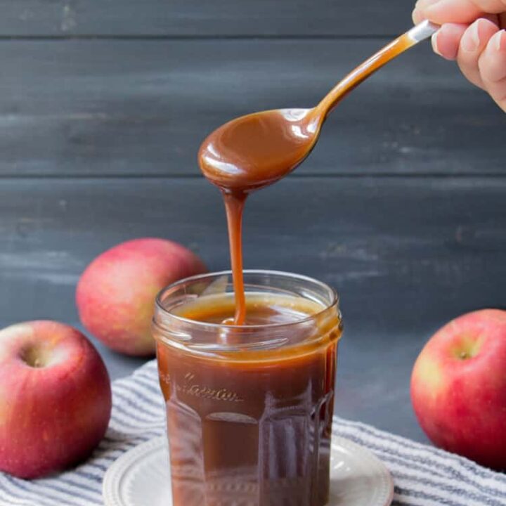 Apple Cider Caramel Sauce. Rich, buttery and chock full of apple flavor. Drizzle on top of ice cream, cake, pie. Perfect on pancakes and waffles!