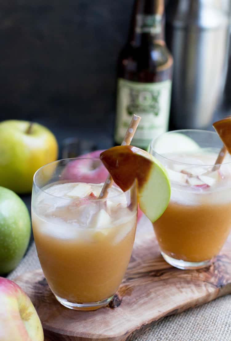 Caramel Apple Cider Cocktail. Apple Cider, caramel sauce, rum and ginger beer come together in this fall inspired cocktail. Perfect for fall gatherings.