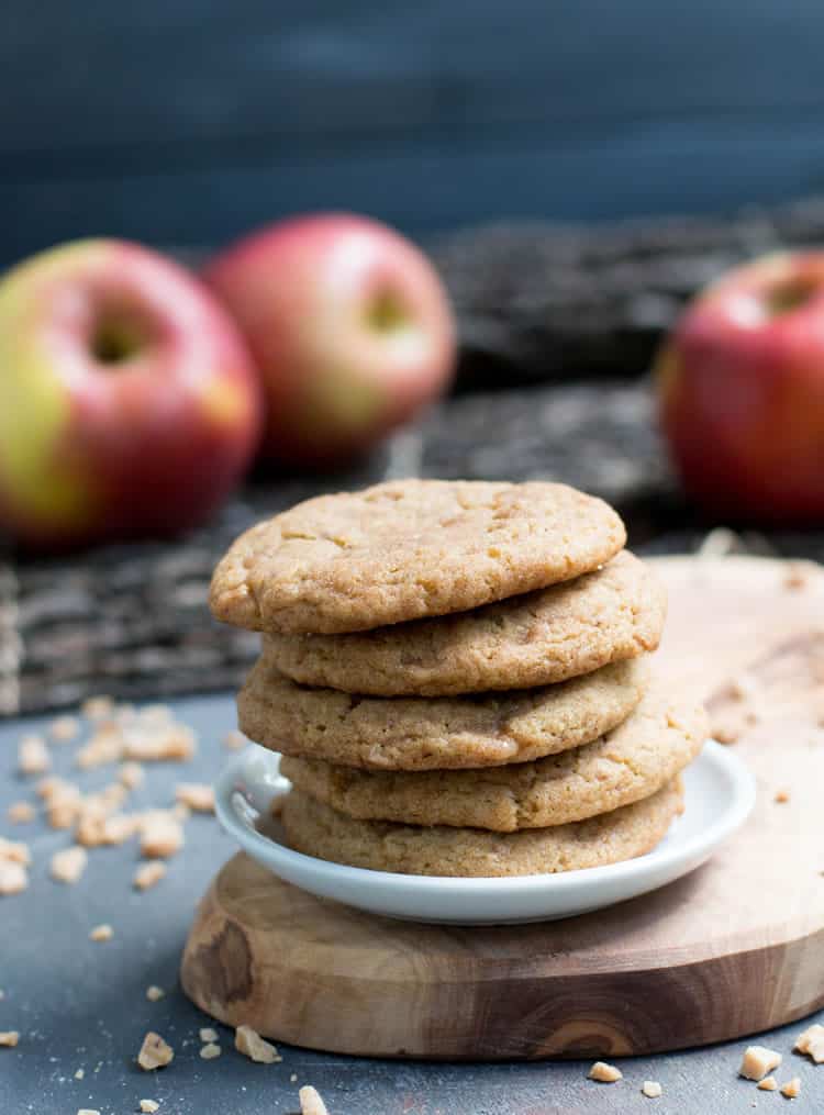 Chewy Toffee Apple Cookies. A secret ingredient gives this cookie its delicious apple flavor. It's reminiscent of apple crumb pie but in chewy cookie form!
