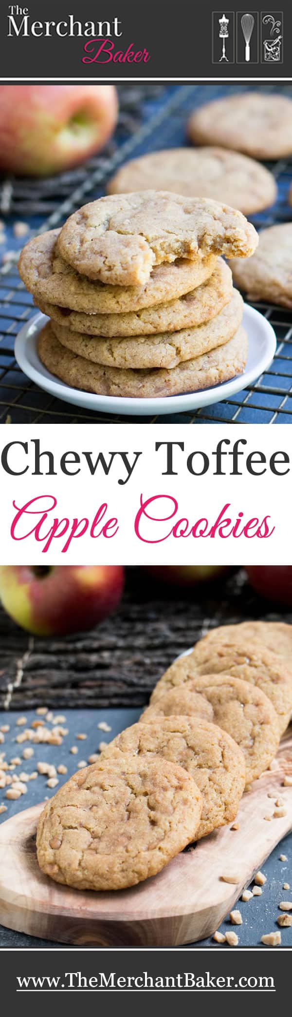 Chewy Toffee Apple Cookies