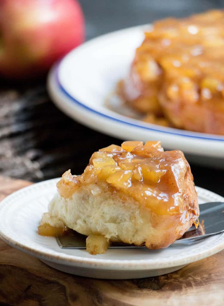 Upside Down Caramel Apple Spice Rolls. Tender, no yeast, no rise apple spice rolls baked on top of a juicy caramel apple pie layer. Perfect fall breakfast!