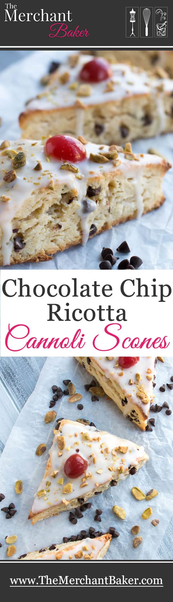 Chocolate Chip Ricotta Cannoli Scones