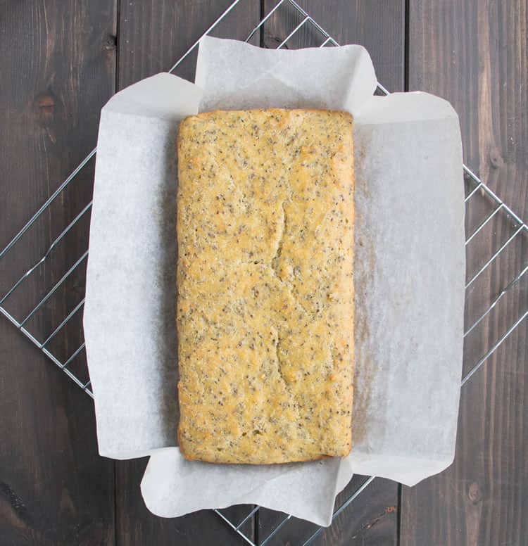 Lemon Almond Chia Bread. A savory and satisfying quick bread that's low carb and protein rich. It's fluffy, nutty and delicious. Great for breakfast! Perfect addition to soup or salad!