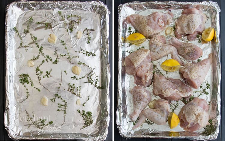Herbed Lemon Chicken Sheet Pan Dinner. Golden brown and juicy chicken, tender potatoes with slightly crispy skin and perfectly cooked asparagus. Learn the secrets to perfectly cooked sheet pan dinners!