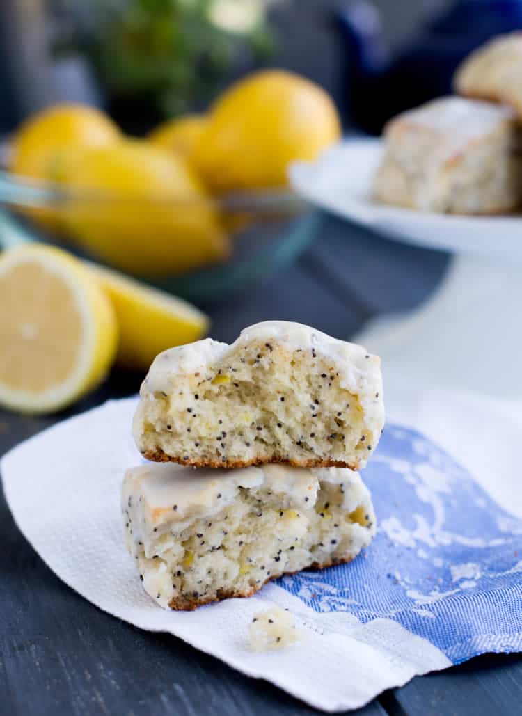 Lemon Ricotta Poppy Seed Scones are rich with butter and ricotta cheese, speckled with poppy seeds and covered in a super lemony glaze.