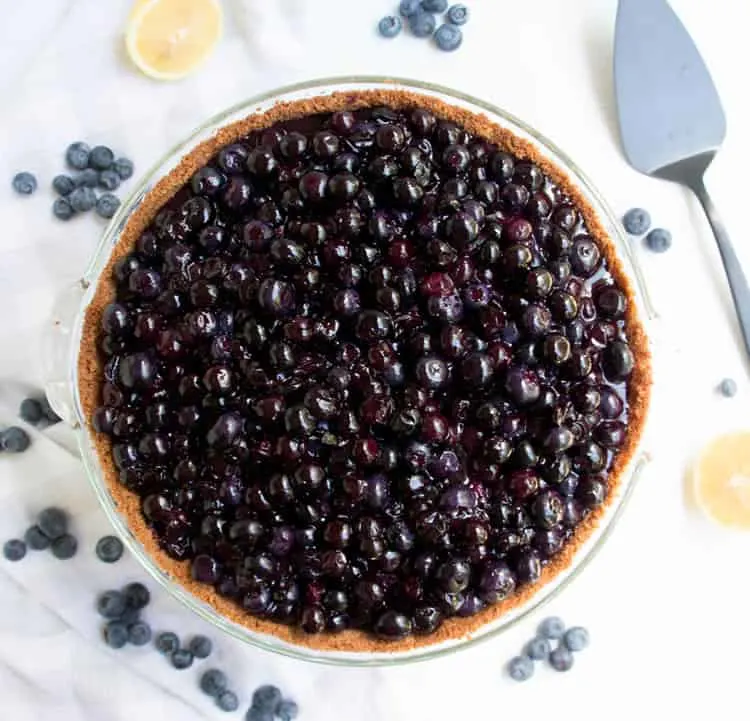 Fresh Blueberry Cheesecake Pie. Classic cheesecake, baked on a graham and vanilla wafer crust and topped with a whole pie's worth of homemade pie filling!