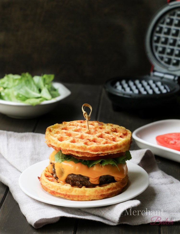  Cheeseburger made with Almond Flour Chaffles as the bun by themerchantbaker.com