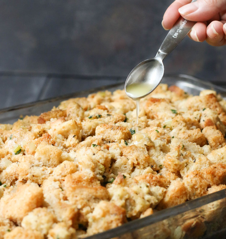 drizzling melted butter on top of Classic Herb Stuffing before baking it a second time